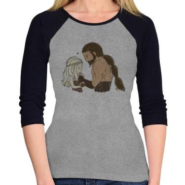 Imagem de Baby Look Raglan Khal Drogo e Daenerys Targaryen Manga 3/4 - Foca na M