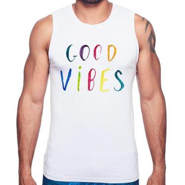 Imagem de Regata Good Vibes Cores - Foca na Moda, Branco, P