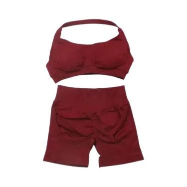 Imagem de Conjunto De Top E Shorts Sem Costura De Cintura Alta Para Academia, Ro