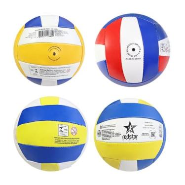 Imagem de Bola de Vôlei Oficial, PVC, Azul Amarelo Branco Vermelho, 22cm Diâmetro, 280g, Praia e Quadra