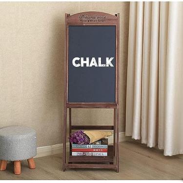 Imagem de Placa de madeira rústica de 49 polegadas com moldura em A com prateleira de exibição, quadro de notas de cavalete apagável (Yrllow) (madeira)