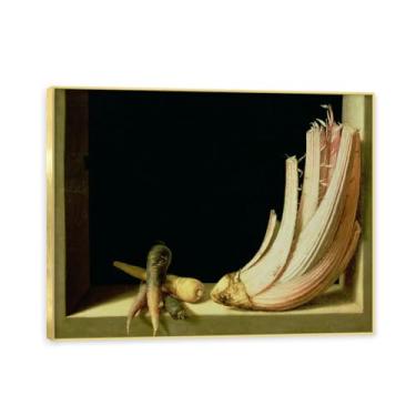 Imagem de Moldura dourada. Arte vintage emoldurada de frutas mortas, pintura clássica de cozinha country, decoração de parede de casa de fazenda quente para sala de jantar e cozinha. A85. 50 x 65 cm-19,7 x 25,6