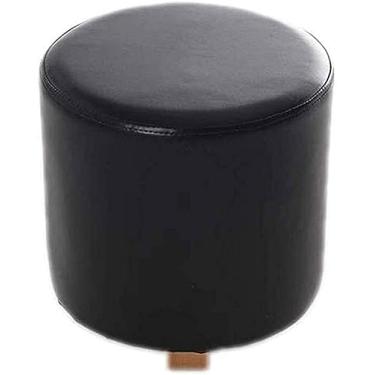 Imagem de Banqueta multifuncional para pés com design redondo estofado, banco grande para troca de sapatos, pernas de madeira, ideal para assentos domésticos e apoio para os pés (marrom)