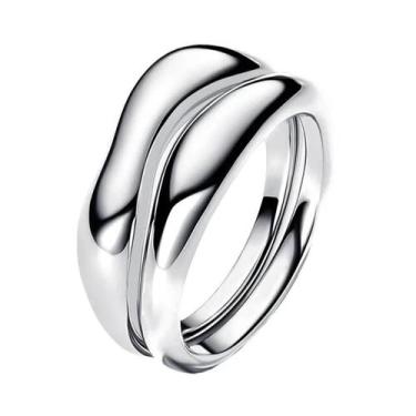 Imagem de Anel Dobrável Com Pingente De Amor Em Prata Esterlina 925 Para Mulhere