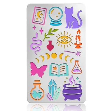 Imagem de UNICRAFTALE Estêncil de metal elementos mágicos estênceis reutilizáveis ferramentas mágicas de fantasia para modelo de aço inoxidável para álbum de fotos faça você mesmo álbum de fotos cartão de papel