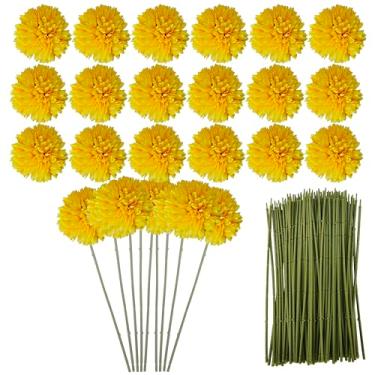 Imagem de 48 peças de flores artificiais de crisântemo para centros de mesa para a mamãe de baile, bola de flores de crisântemo de seda sintética de 10 cm para casa, escritório, cafeteria, festa e decoração de