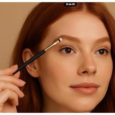 Imagem de Ruby Anjo Pincel Duplo para Sobrancelhas, Chanfrado e Escova Spoolie, Cerdas Sintéticas, 2 em 1