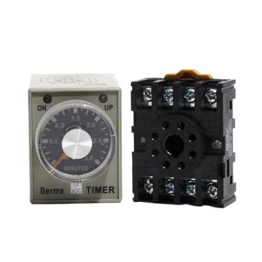Imagem de Relé de tempo AH3-3 DC12V Relé temporizador com soquete conjunto de 8 pinos intervalo 3 minutos - 60 minutos desligado temporizador de atraso com base (tamanho: 60 minutos)