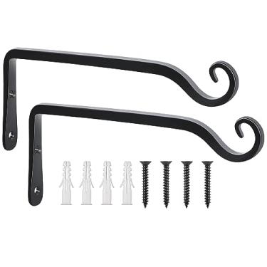 Imagem de FEED GARDEN Suporte de parede para pendurar plantas de 25 cm, pacote com 2, cabide de plantas forjado à mão para pendurar comedouros de pássaros, sinos de vento, cestas de flores, tapete de ioga, uso