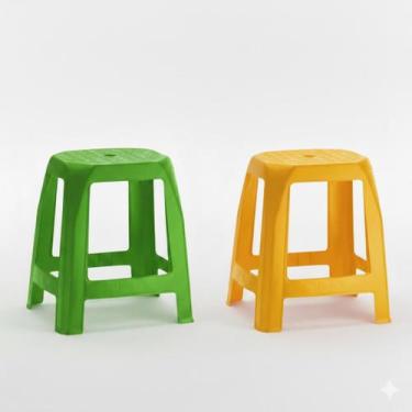 Imagem de kit banco, banquinho, banqueta, com 2 unidades - Cdi Plastic, amarelo 