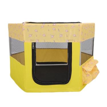 Imagem de Yinhing Cercadinho para Gatos de Estimação, Barraca Dobrável para Cães, Caixa Portátil para Exercícios, Canil para Uso Interno e Externo, Com Tecido Robusto e Montagem Rápida (YELLOW)