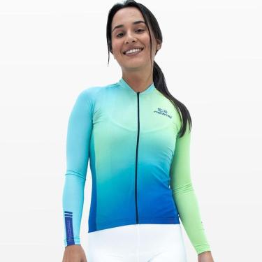 Imagem de Camisa Ciclismo Feminina Sport Márcio May Manga Longa Degradê Green-Feminino
