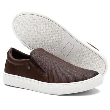 Imagem de Sapatenis Slip-on Masculino Connect Way, Marrom, 38