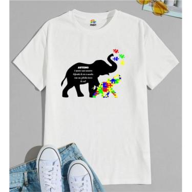 Imagem de Camiseta Adulto Autismo Uma Maneira Diferente de Ver o  Mundo Elefante