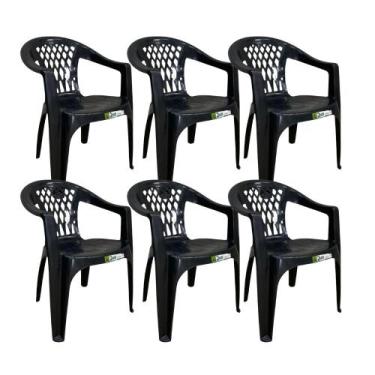 Imagem de Kit 6 Cadeiras de Plástico com Braço Duo Bella Duoplastic Empilháveis,