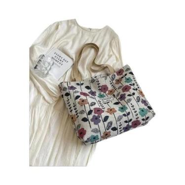 Imagem de Bolsa Tote Feminina Boêmia Étnica De Veludo Cotelê, Bolsa De Ombro Est