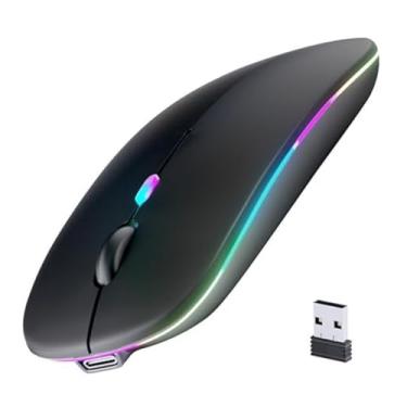 Imagem de Mouse Sem Fio Bluetooth Recarregável Silencioso para Notebook e PC | Wireless 2.4GHz com USB | Iluminação RGB | Design Ergonômico