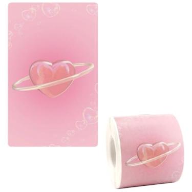 Imagem de Adesivos grandes de selagem de coração rosa 7,9 x 5 cm Etiquetas autoadesivas retangulares para embrulho de presente, embalagens de alimentos artesanais, suprimentos de panificação, caixa de correio e