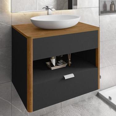 Imagem de Gabinete Armario Banheiro Santorini com 1 Gaveta e Cuba Luna - Móveis 