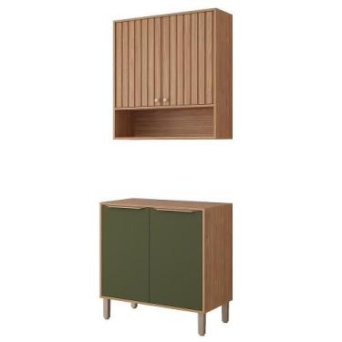 Imagem de Armário Aéreo com Balcão Divina 80 cm Para Cozinha 4 Portas - Loja Doc