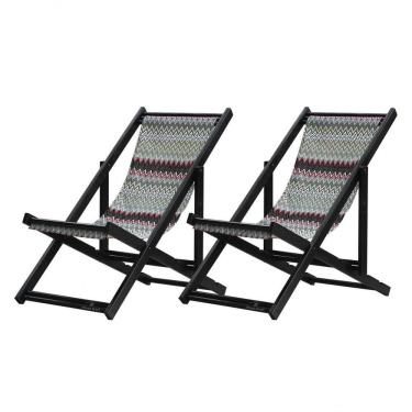 Imagem de Kit 2 Espreguiçadeiras Dobrável Black Sb-chevron Vermelho