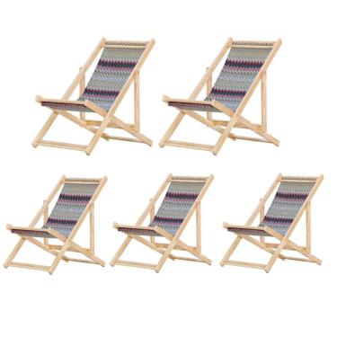 Imagem de Kit 5 Cadeira Madeira Espreguiçadeira Dobrável Sb-chevron Vermelho