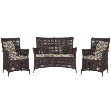 Imagem de Jogo Sofá E 2 Poltronas Igapó Alumínio Marrom E6 Trama Marrom