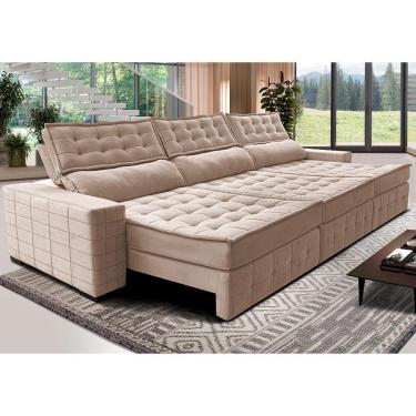 Imagem de Sofá Retrátil E Reclinável 3,85M Cama Inbox Big Puffer Com Softgel D40 Velupluma Bege