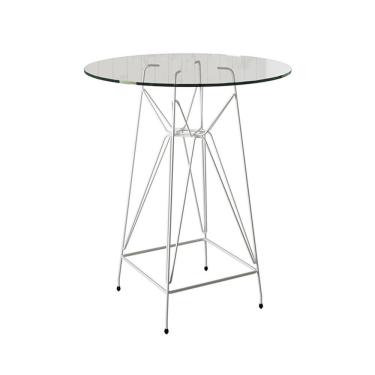 Imagem de Mesa Bistrô Alta Vidro 60Cm Base Ferro Branco Cor: Branco