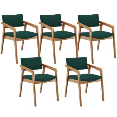 Imagem de Kit 05 Cadeiras Para Sala De Jantar Estar Living Giorgia B04 Bouclê Verde