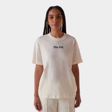 Imagem de Camiseta Fila Over Union 1911 Feminina Bege, M