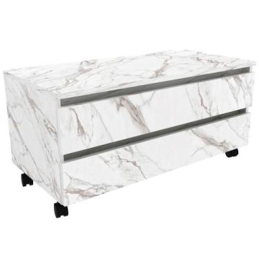 Imagem de Gabinete Para Banheiro 2 Gavetas Bn3603 Marmore Branco - TECNO MOBILI