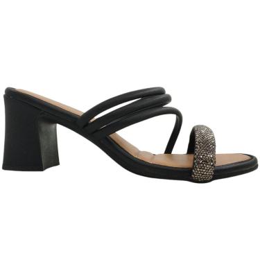 Imagem de Tamanco Feminino Casual Social Dia a Dia Passeio com Strass Salto Médio Conforto Mississipi MC411