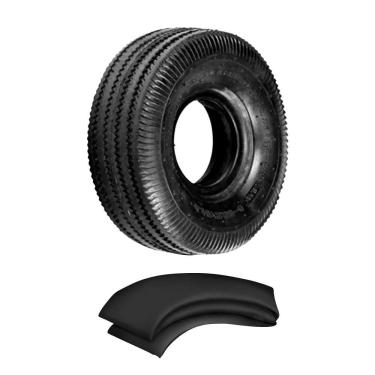 Imagem de Kit Pneu Carrinho De Mão Carriola Industrial 350-4 4 Lonas Buffalo + Camara