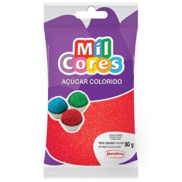 Imagem de Açúcar Granulado Vermelho Mil Cores Mavalério 80g