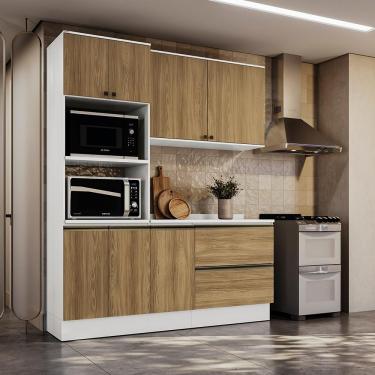 Imagem de Armário De Cozinha Compacta Torre Quente 100% Mdf 190cm Branco/nogueira Celeste Kappesberg