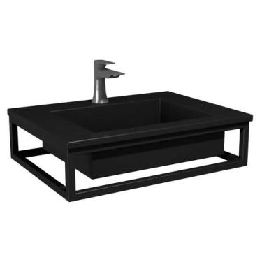 Imagem de Bancada Suspensa Banheiro Ferro Iron Black 60x45 cm - Venturi, Preto F