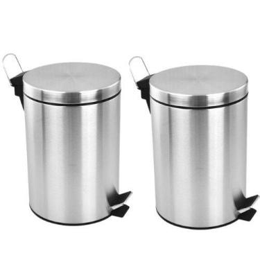 Imagem de Jogo 02 lixeira inox 5 litros para cozinha e banheiro - UTILIDADES