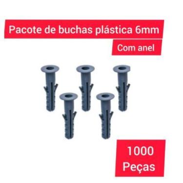Imagem de Bucha De Alvenaria Parede E Concreto De Nylon Com Anel Pacote Com 1000