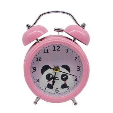 Imagem de Despertador Panda Pink Twin Bell Non-Ticking Analogue - yiweisai