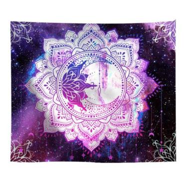 Imagem de Tapeçaria, mandala fluorescente, parede de flores, 150x150cm, microtec