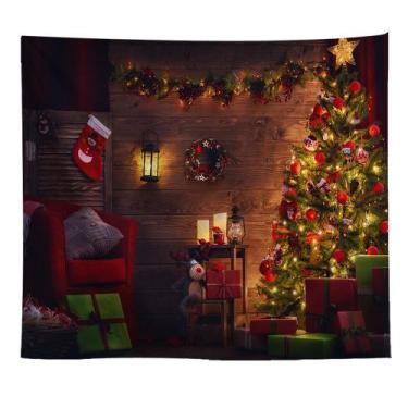 Imagem de Tapeçaria de parede de feliz Natal 150x150cm de fibra de microtecido -