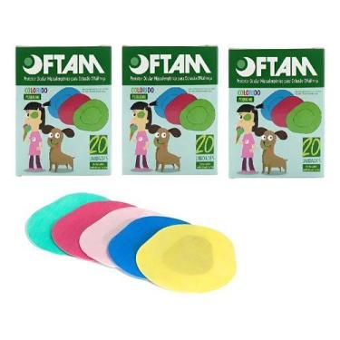 Imagem de Oclusor Protetor Tampão Ocular Infantil Oftam Colorido C/ 60