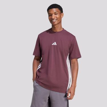 Imagem de Camiseta Adidas 3 Stripes Bordô e Branca-Masculino