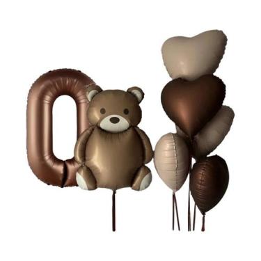 Imagem de Balões De Urso Pardo 7 Peças 32 Polegadas Números De 0 a 9 Anos Decora