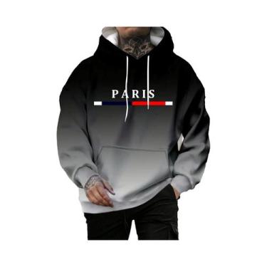 Imagem de Moletom Masculino Casual Moderno Com Capuz Estampa De Letras 3D Macio 