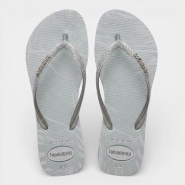 Imagem de Chinelo Havaianas Slim Glitter Edge Feminino - Prata - 37/38, 37/38
