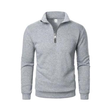 Imagem de Moletom Masculino Oversized Com Capuz E Meio Zíper, Gola Alta, Tendênc