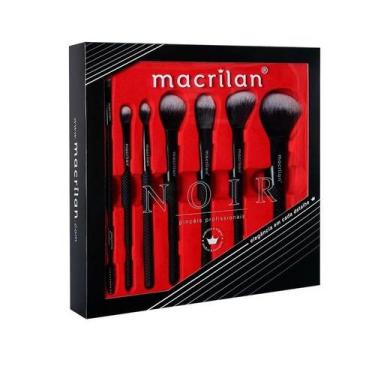 Imagem de Macrilan kit noir com 7 pinceis profissionais para maquiagem ed009