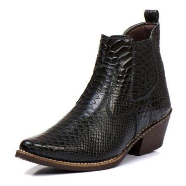 Imagem de Bota Country Masculina Couro Cobra Bico Fino Texana - Anaconda, Preto,
